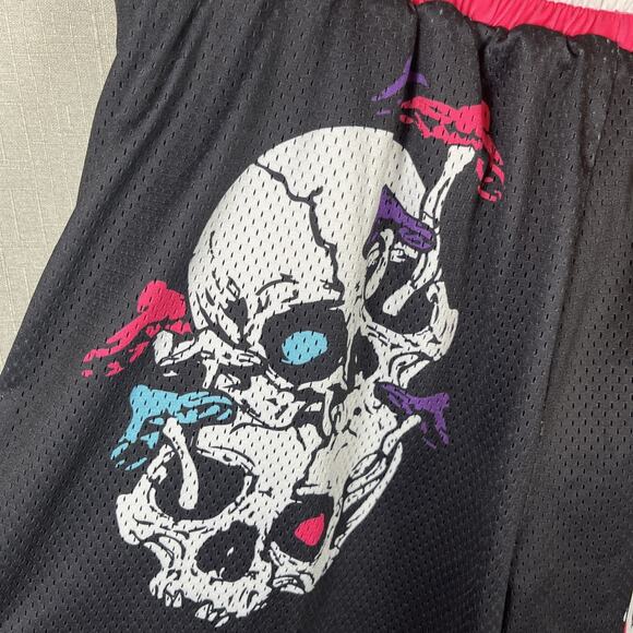 SUGARHILL Sauron Shorts Multicolor All Over Print XXL Grafiti Skull Mushrooms - Picture 10 of 14